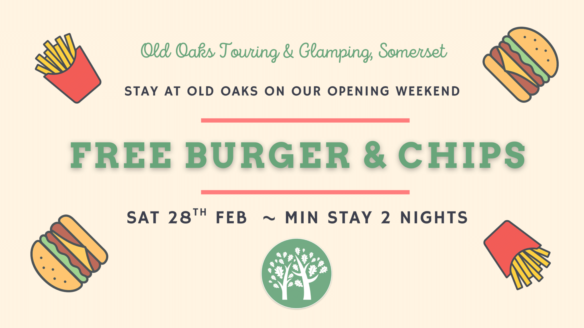 Free burger & chips on Sat 28th Feb 2026